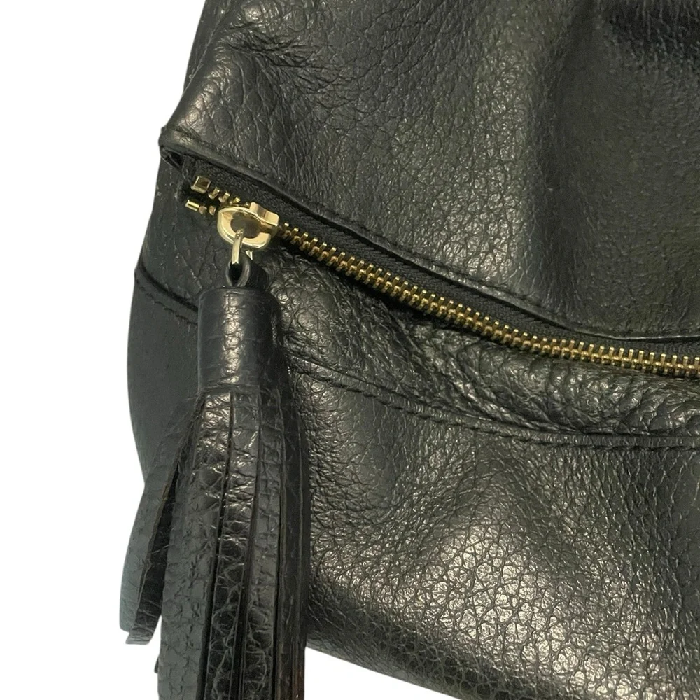 kate spade Maria Black Leather Hobo Bag with Tassel